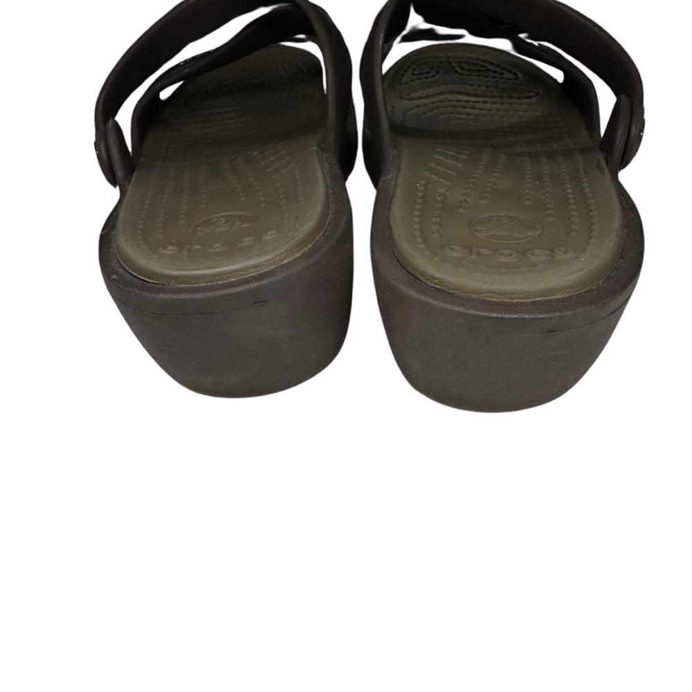 CROCS Brown Comfort Sandals Slip-On Design strappy 8 summer vacation beach - Picture 5 of 9